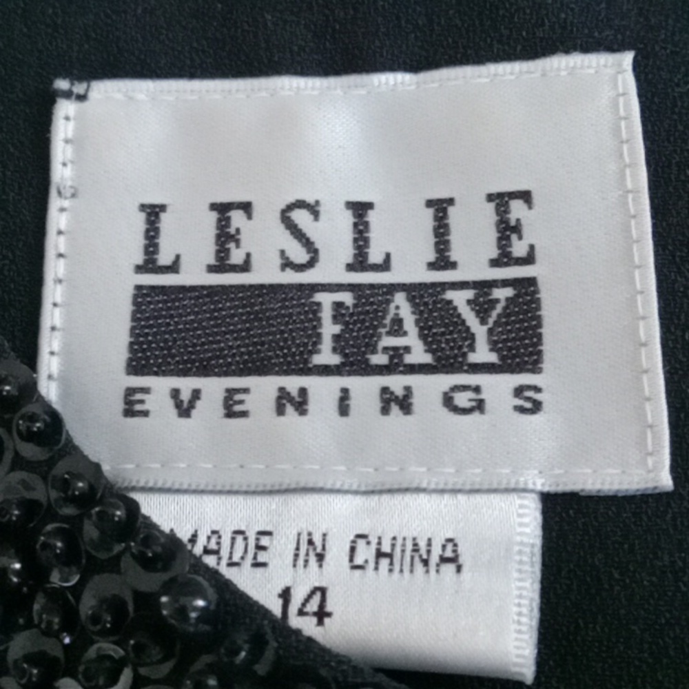 Leslie Fay Evenings Black Long Sleeve Dress